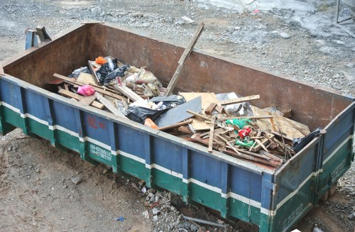 Construction site with cleared debris ready for waste removal
