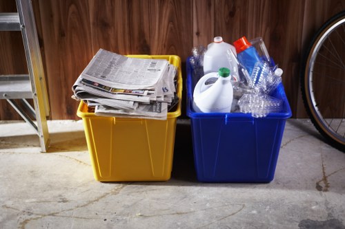Waste management team handling industrial waste
